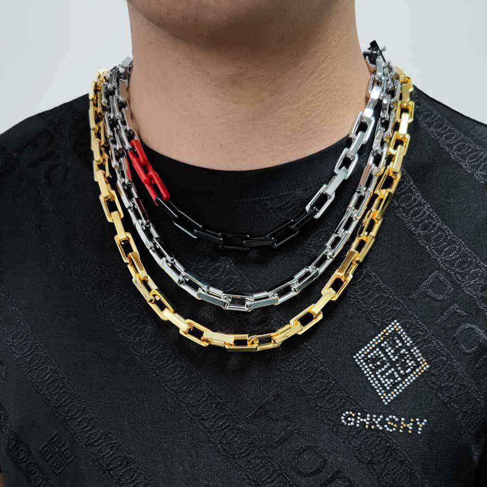Jewelry titanium jewelry 9mm bamboo chain 925 Sterling Silver 14K Gold Hip Hop personalized bracelet men's necklace wholesale