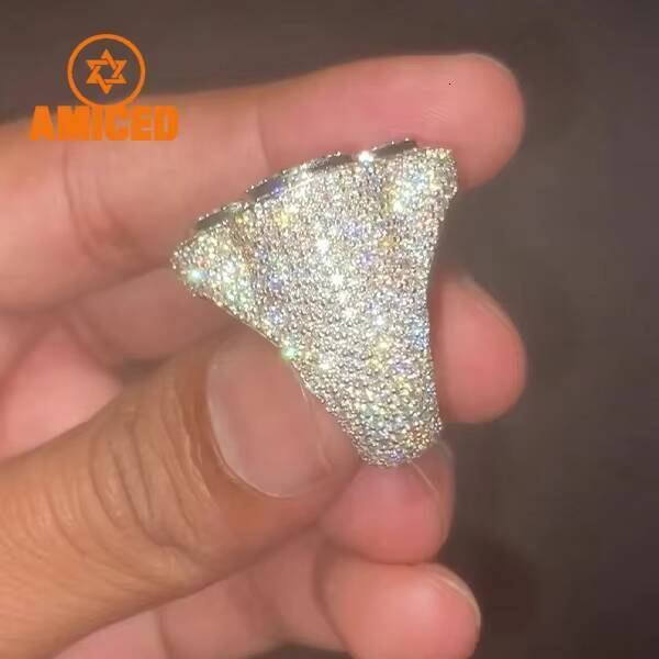 GRA Certified Moissanite Ring Men Hip Hop 925 Sterling Silver High Quality Lightning Iced Out Pass Diamond Tester