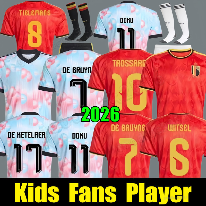 2026 World Cup belgium DOKU TIELEMANS soccer jerseys 26 27 WITSEL TROSSARD DE CUYPER OPENDA SAELEMAEKERS football shirts men kids kits Fans player version Uniform