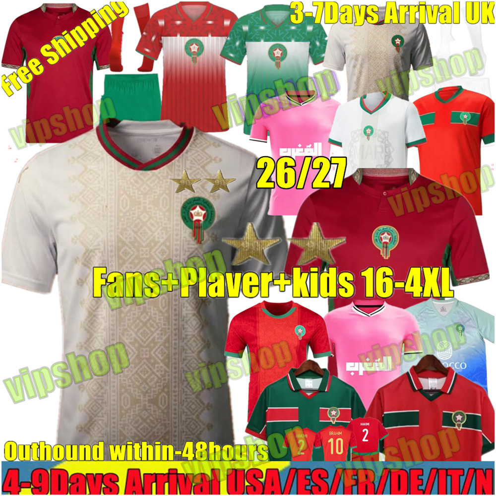 4XL 25 26 27 Morocco 2 stars soccer jerseys Brahim ZIYECH HAKIMI Sport Football T Shirt Training Uniform SAIBARI EL KAABI Retro 94 98 Morocco jerseys 2026 2027 man kids