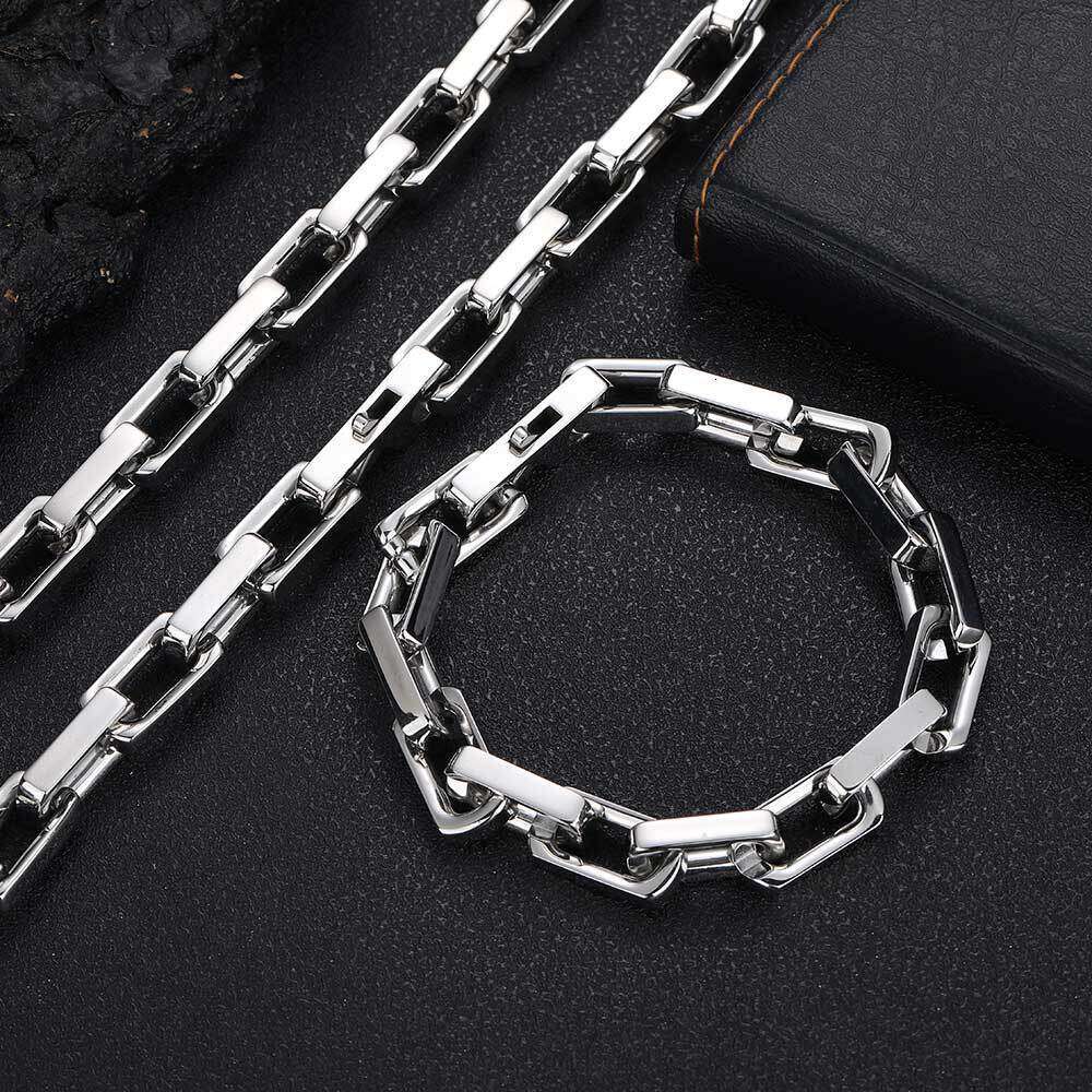 Jewelry titanium jewelry 9mm bamboo chain 925 Sterling Silver 14K Gold Hip Hop personalized bracelet men's necklace wholesale