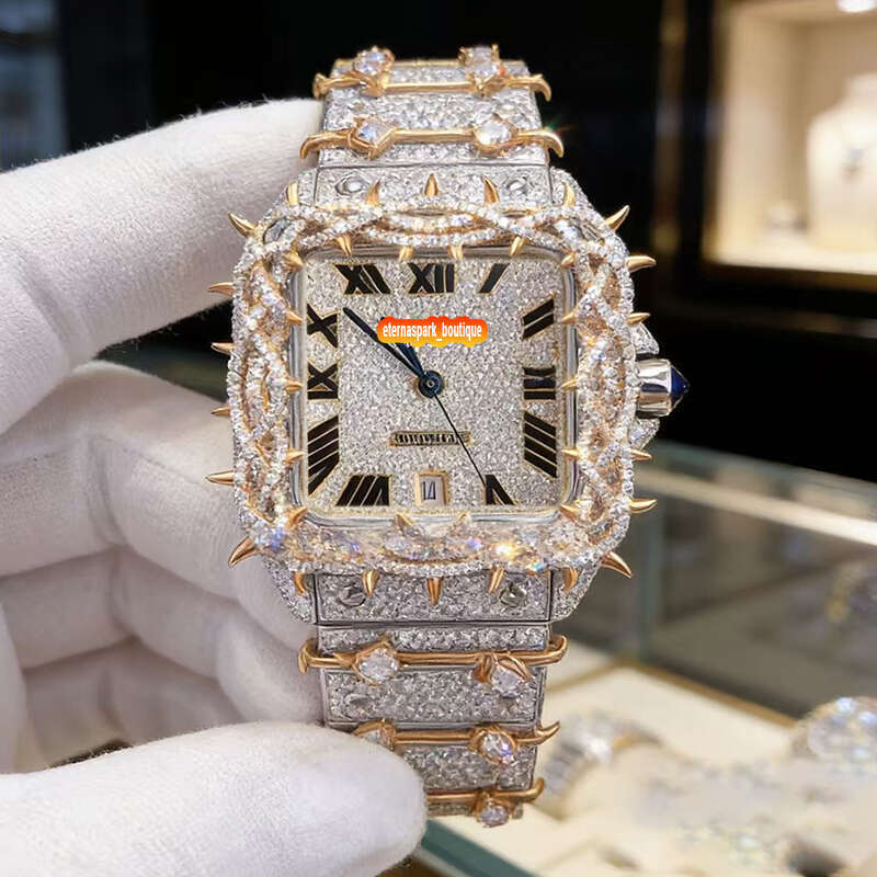 Top Quality VVS Moissanite Watch Precise Mechanical Movement Full Iced Out Dial Waterproof Unisex Timepiece Luxury Style Great Gift Designer Watch