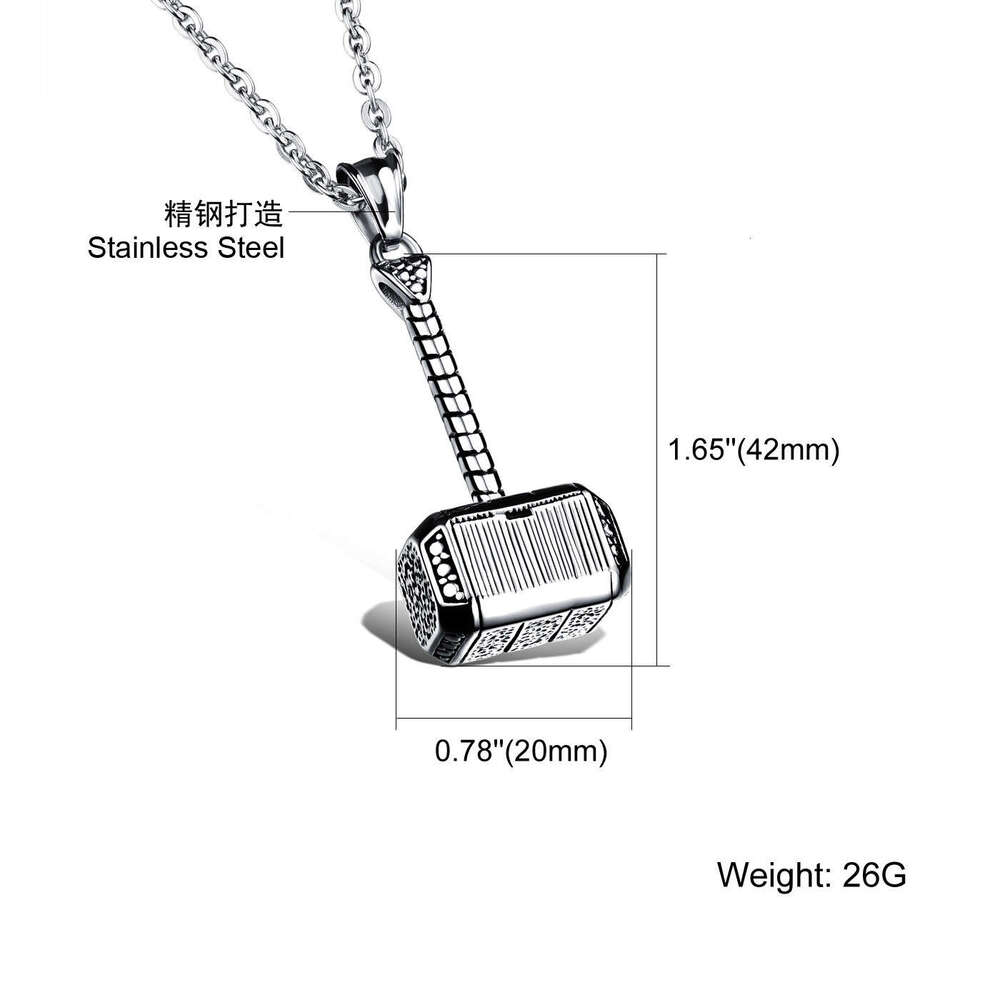 Unique Thor's Hammer Pendant Domineering Men's Titanium Steel Necklace Cool Gift Boyfriend Available for Franchise