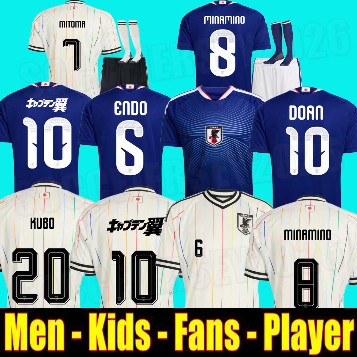 New 2026 2027 world cup Japan Soccer Jerseys 26 27 Cartoon ISAGI ATOM TSUBASA MINAMINO ASANO DOAN KUBO ITO adult Men kids kit set Japanese Football Shirt uniform