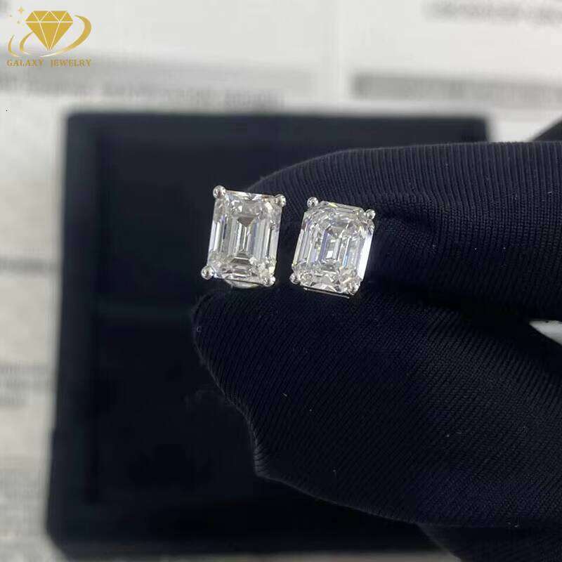 Fashion Jewelry Wholesale Price 18K White Gold Emerald Cut Earring Lab Grown Diamond Earrings For Gift - view 4