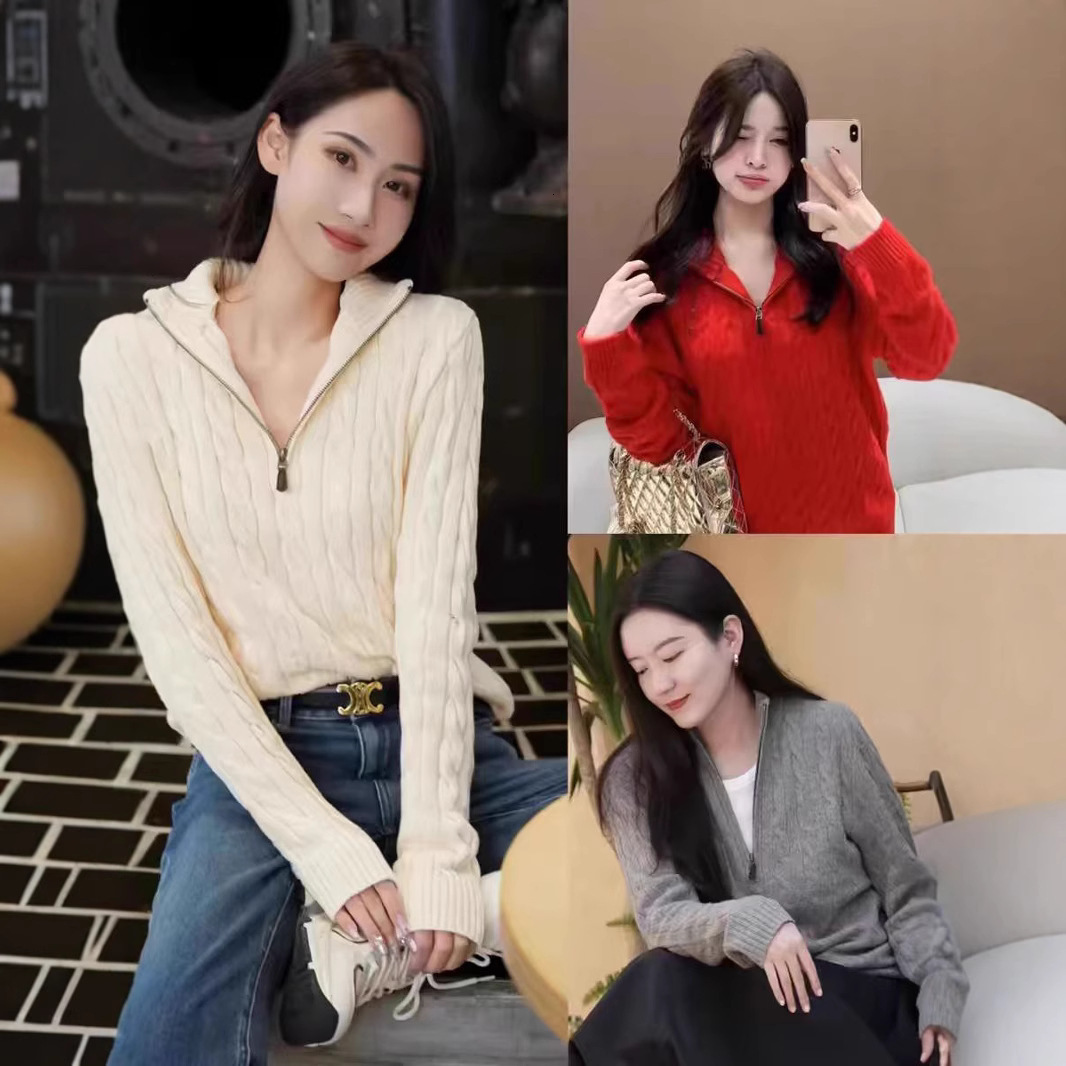 Polo Designer Hoodie Designer T-shirt Half-zip Wool Sweater For Women Cable-knit Unisex Half-high Collar Wool Version High-end Version