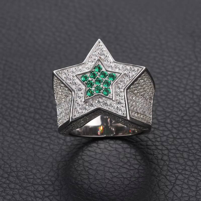 Wholesale S925 Sterling Silver VVS D Color Moissanite Ring Iced Wedding Band in Hip Hop Style for Men