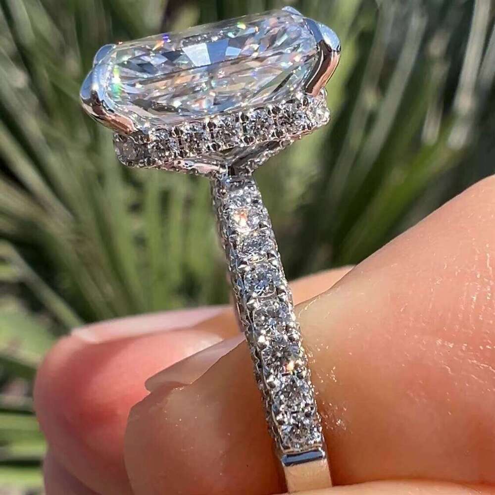 4Ct CVD Lab Diamond 4 Carat Radiant Cut White Gold Pt950 Platinum Jewelry Women Engagement Wedding Ring