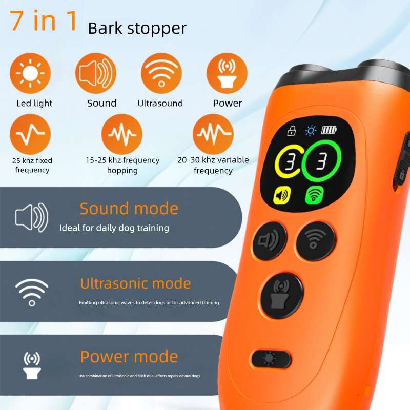 Famous brand New Cross Border Three Head Ultrasonic Anti Barking Portable Training Device with Light Repeller Dog Repelling Artifact pupakaIK