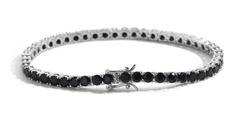 Jewelry Hip Hop Accessories Bracelet 3mm 4mm 5mm Silver Inlaid Moissanite Black Tennis Chain New Hot