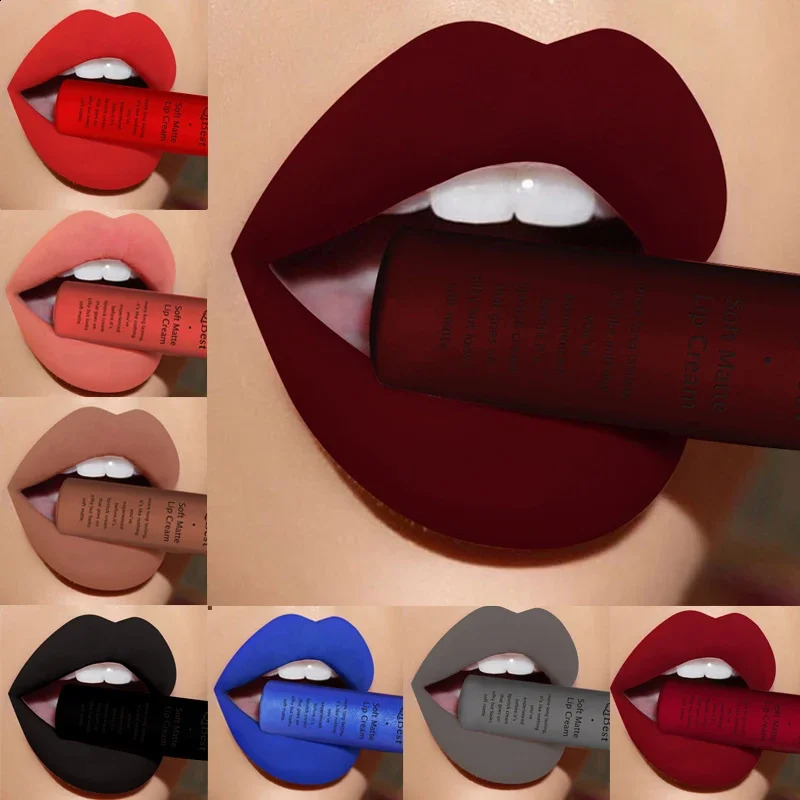 Matte Liquid Lipstick Waterproof Long Lasting Sexy Velvet Lip Gloss Nude Pigment Red Black Women Beauty Makeup Cosmetics 260321