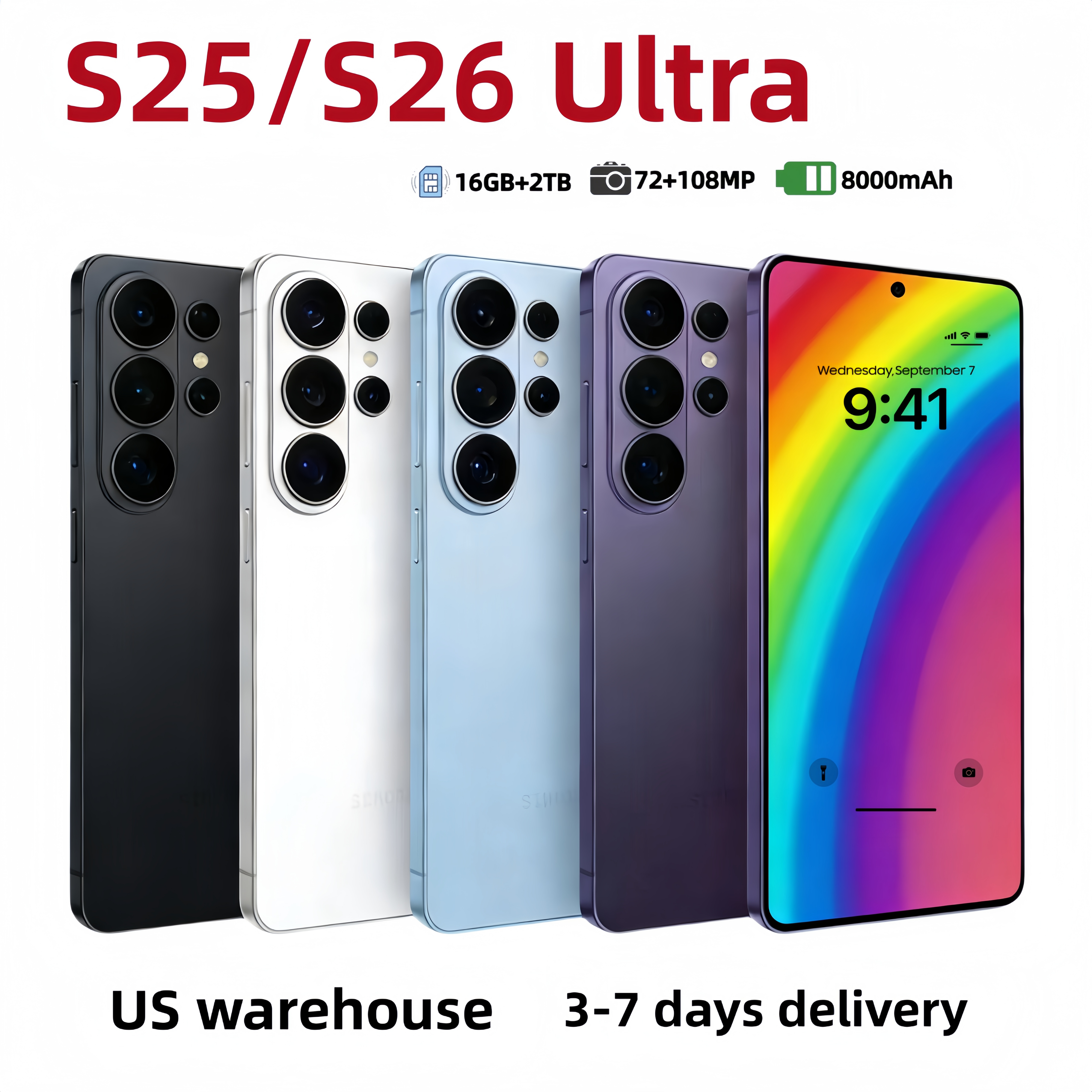 S25/S26 Ultra 5G Cell phones unlock Touch Screen 6.9 inch Phone Androids Smartphone Camera telephone display Face ID GPS Mobile phone video