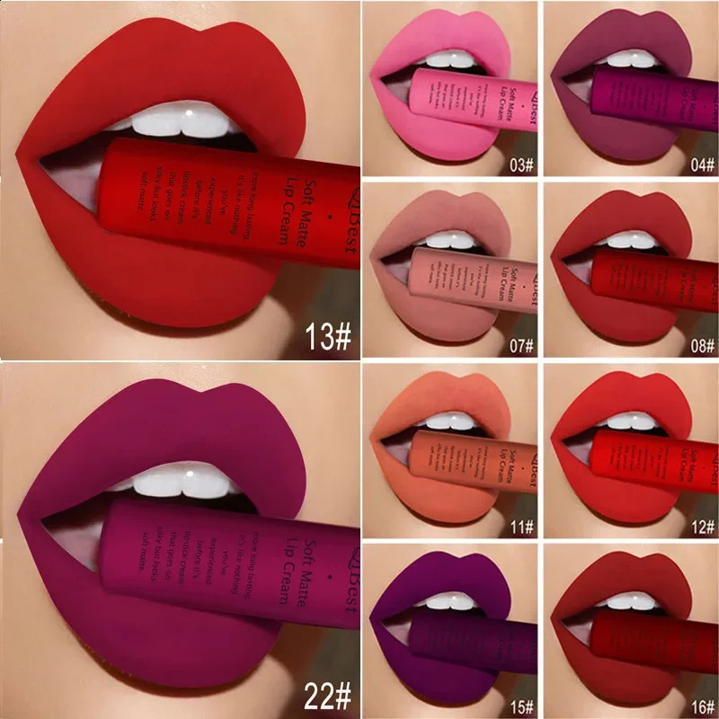 Matte Liquid Lipstick Waterproof Long Lasting Sexy Velvet Lip Gloss Nude Pigment Red Black Women Beauty Makeup Cosmetics 260321