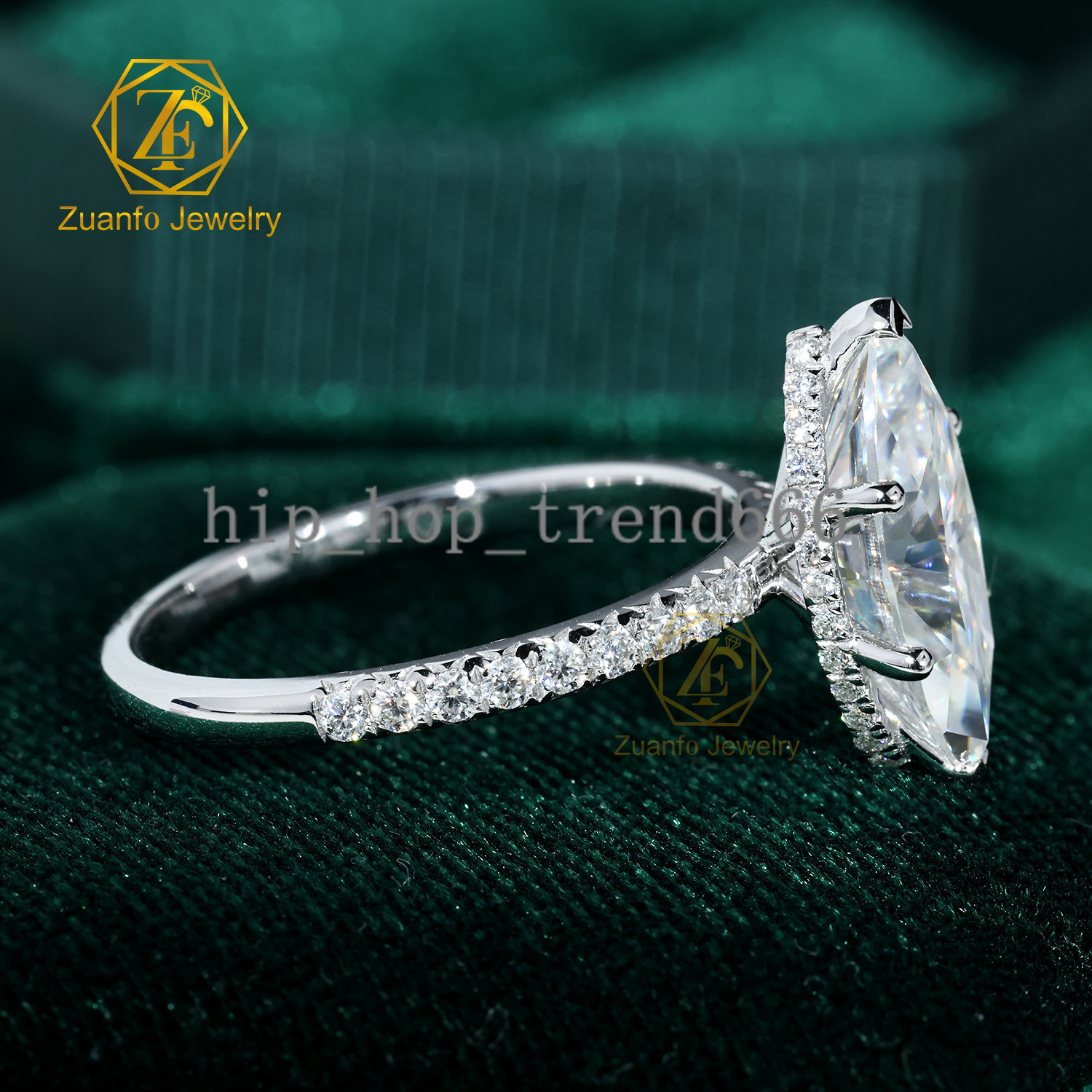 Fine Jewelry 10K 14K 18K White Gold 1ct-5ct Marquise Shape Moissanite Diamond Ring Claw Setting Moissanite Engagement Ring