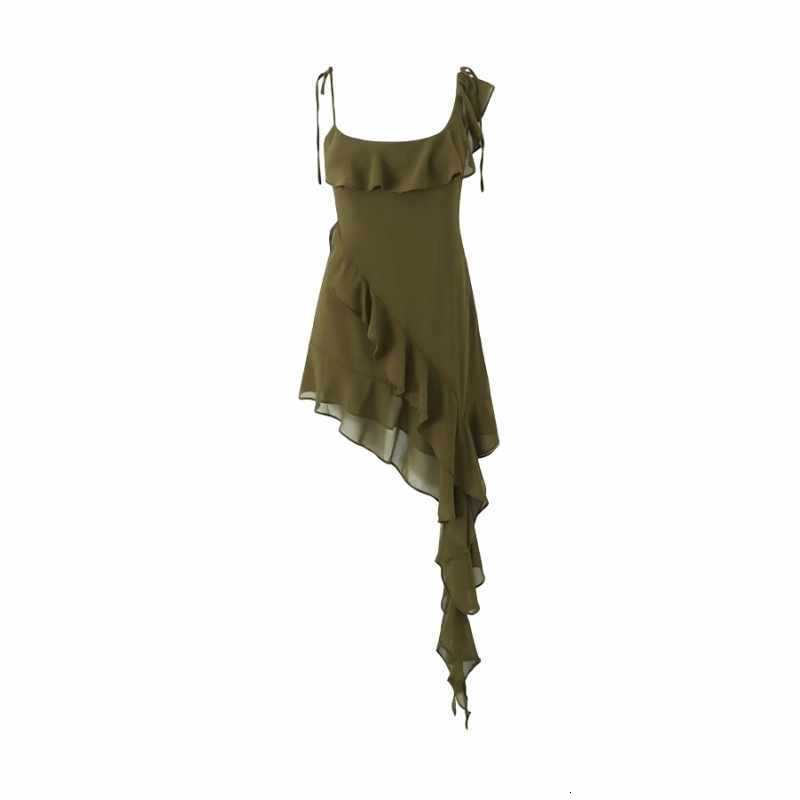 Purely Sexy And Alluring Ruffled Strap Dress For Designer Dress Women Unique Design With An Asymmetrical Hem Slim-fitting And Hip-hugging Short Dress For Hot Girls