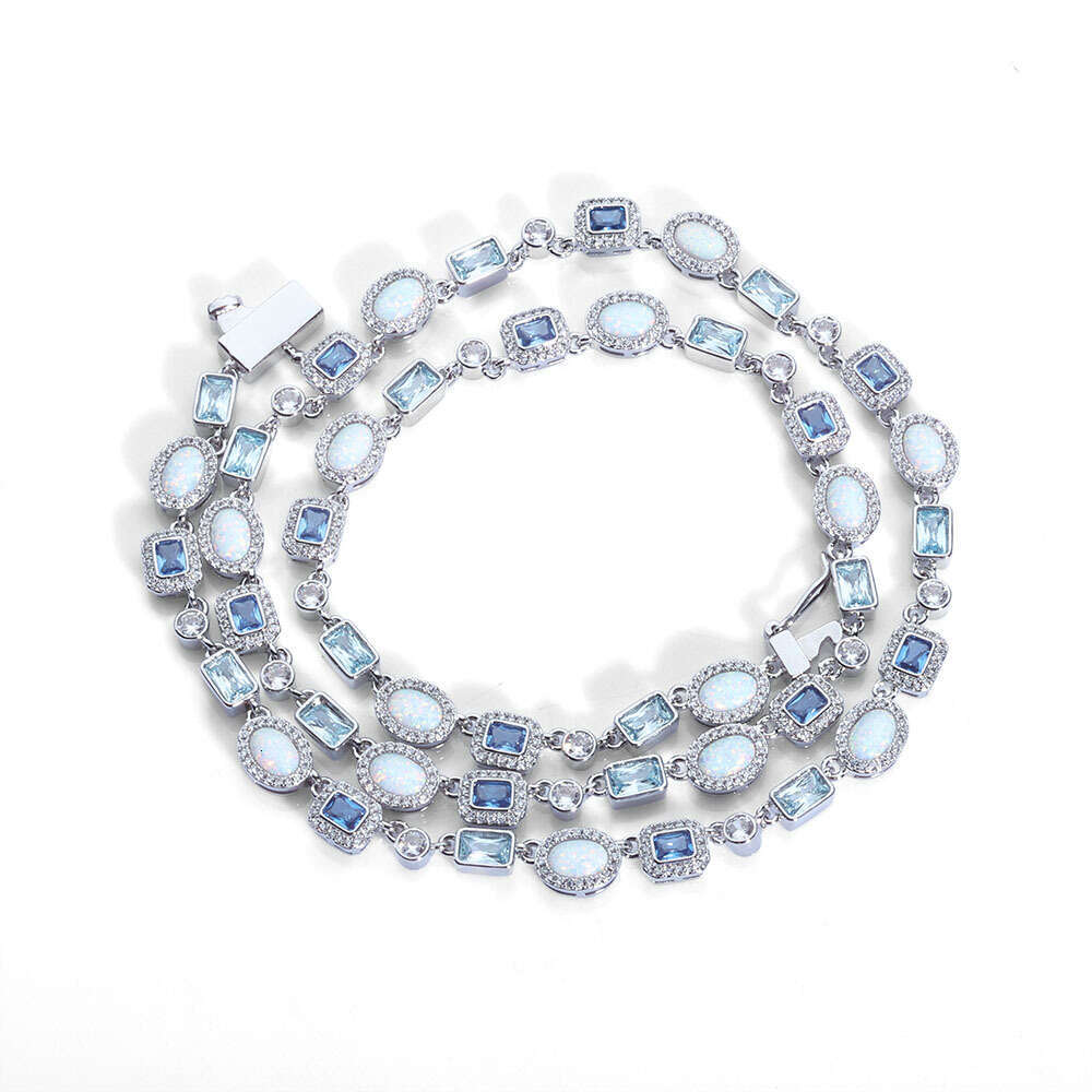 Jewelry Hip Hop 6mm Colorful Gemstone Jewelry Chain Opal Necklace Personality Trendy Men's Bracelet Customization