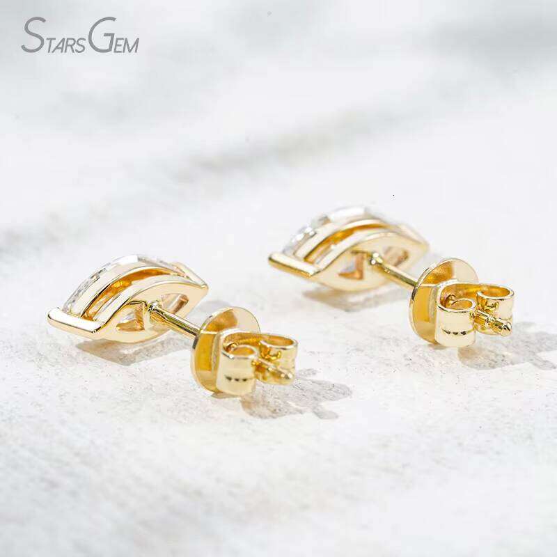 Grown 0.68-0.92Ct Marquise Cut DEF VS Yellow White Studs 10K Gold Lab Diamond Earrings