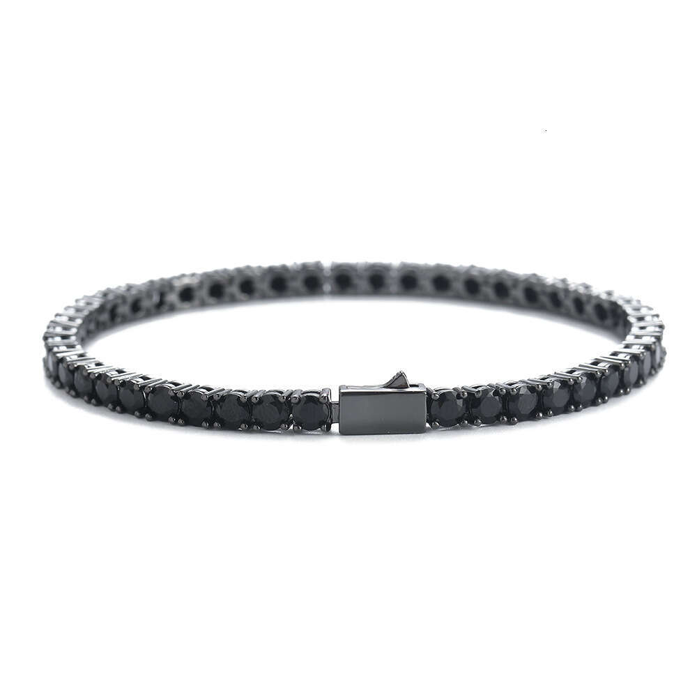 4mm pure black with spring clasp single row of diamonds Jewelry fashion brand Hip Hop men's tennis bracelet accessory