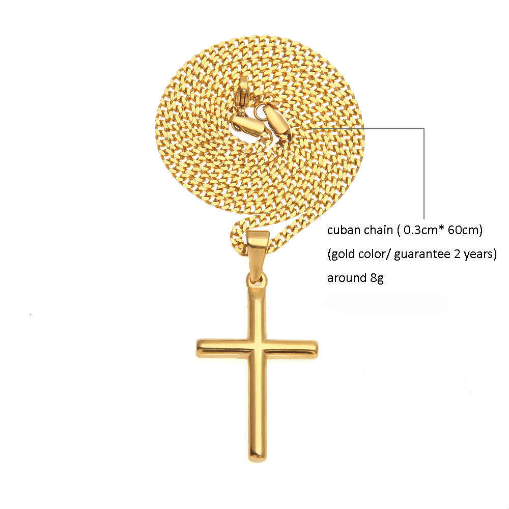 Cross-Border Source European and American Hip-Hop Ice with VVS moissanite Gold-Plated Cross Men's Pure silver Necklace Versatile Sweater Pendant 