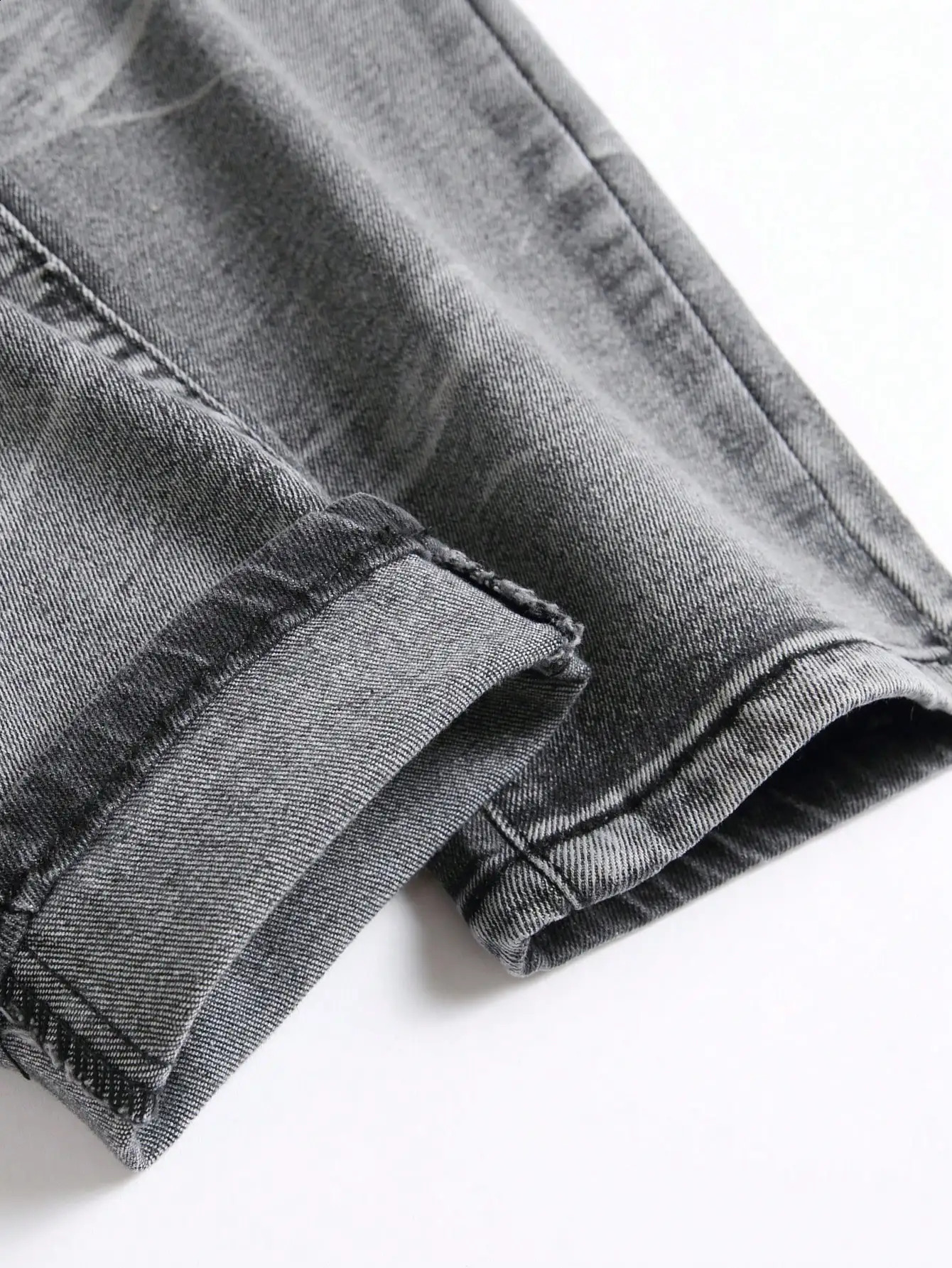 Mens Stretchy Denim Jeans Streetwear Tearing Patchwork Holes Ripped Denim Elastic Waist Casual Pants Slim fit Straight Trousers 260618CJ - view 5