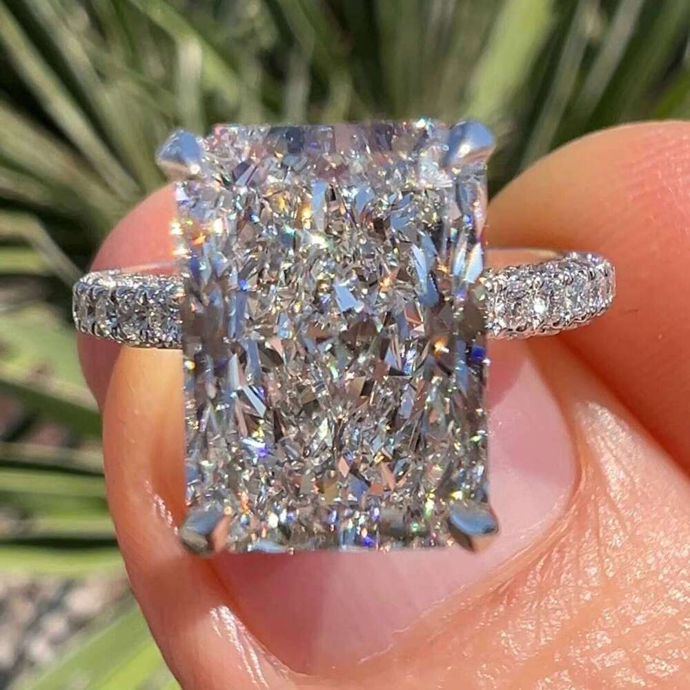 4Ct CVD Lab Diamond 4 Carat Radiant Cut White Gold Pt950 Platinum Jewelry Women Engagement Wedding Ring