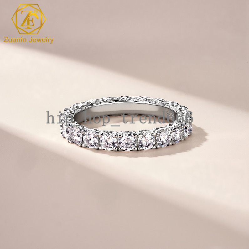 Fine Jewelry Wholesale Prices VVs1eternal Moissanite Rings Band SS925 Sterling Silver of Ladies Wedding Stackable Rings