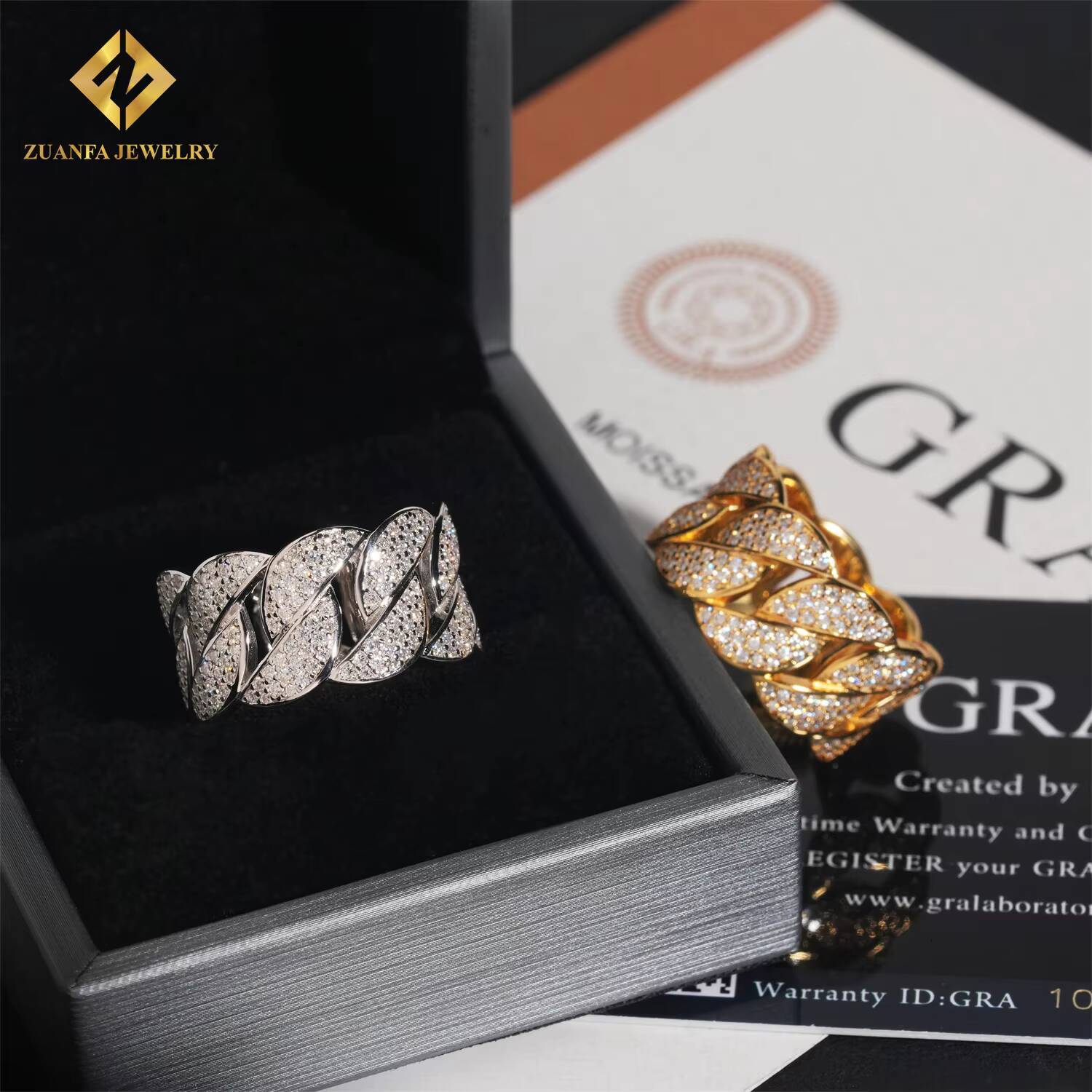 Instock Classic Cuban Men Diamond Ring Moissanite Diamond Iced Out Ring Hip Hop Jewelry