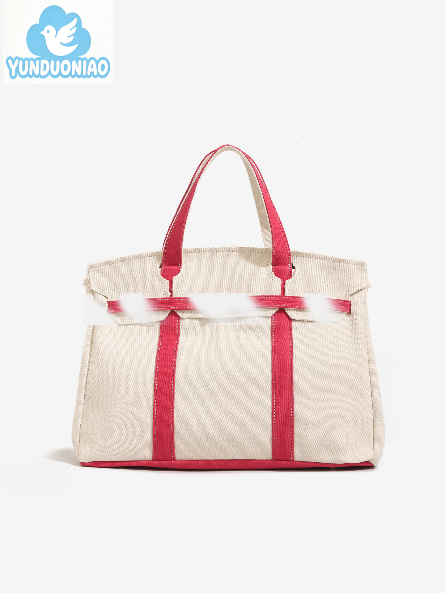 YUNDUONIAO New Women's Canvas Bag Color blocked Handbag Large Capacity Commuter Multi functional Bag Fashion Handbag