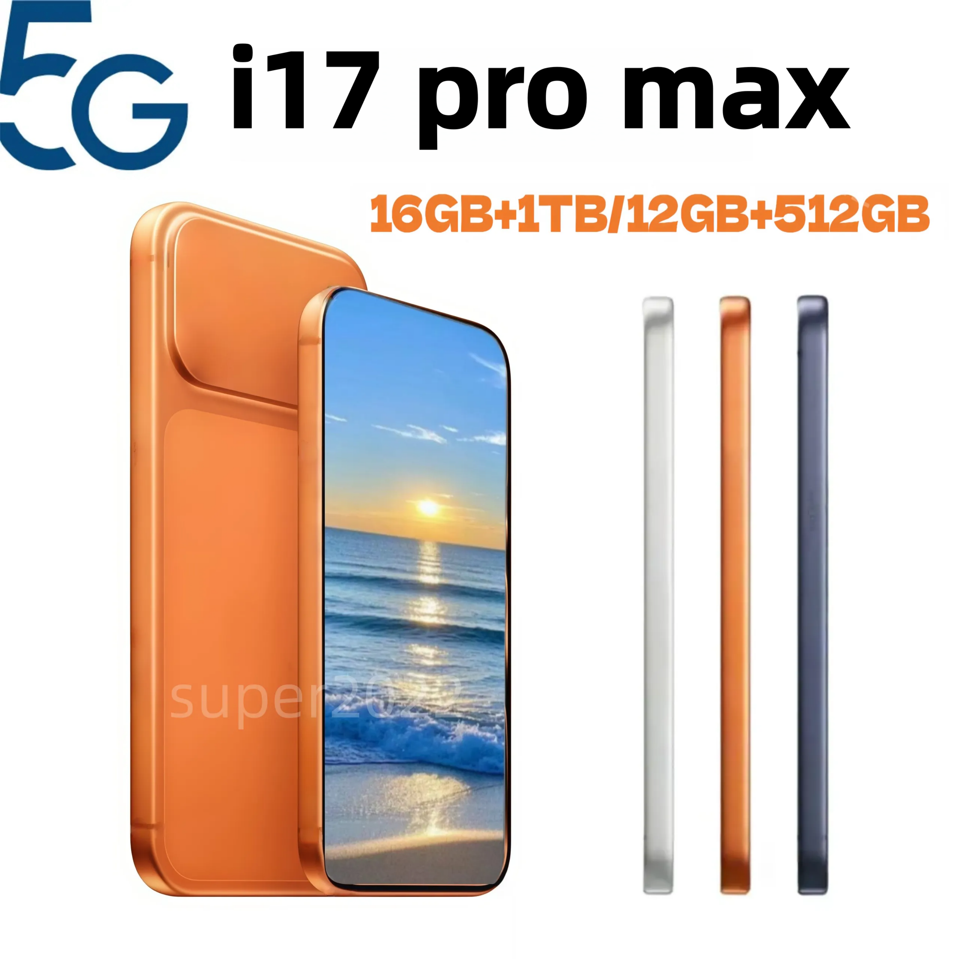 i17 Pro Max 16+1TB wireless charging 5G smartphone network unlock 6.9 inch full HD 72+108MP pixel facial recognition