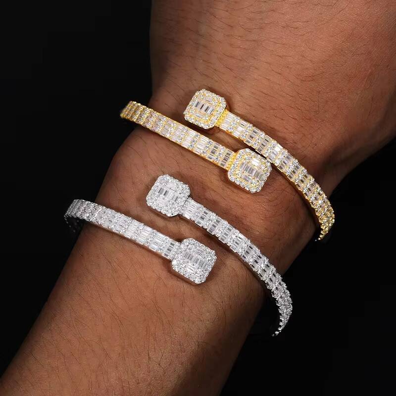 Custom Luxury 925 Sterling Silver Moissanite Diamond Bracelet for Women Men Hip Hop Jewelry