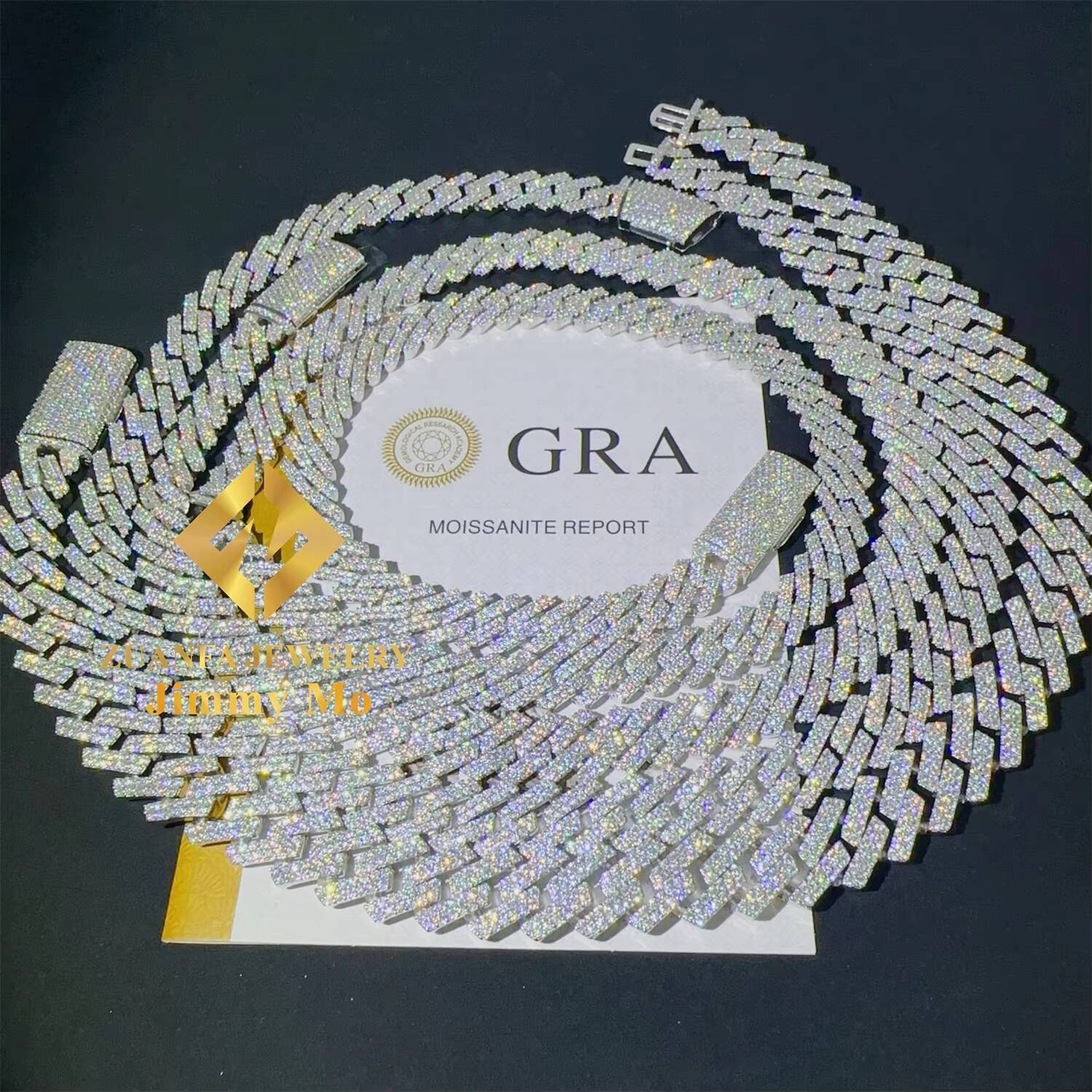Hot Selling Pass Diamond Tester 925 Solid Silver 12mm 13mm 15mm Two Rows Iced Out Hip Hop VVS1 Moissanite Cuban Link Chain