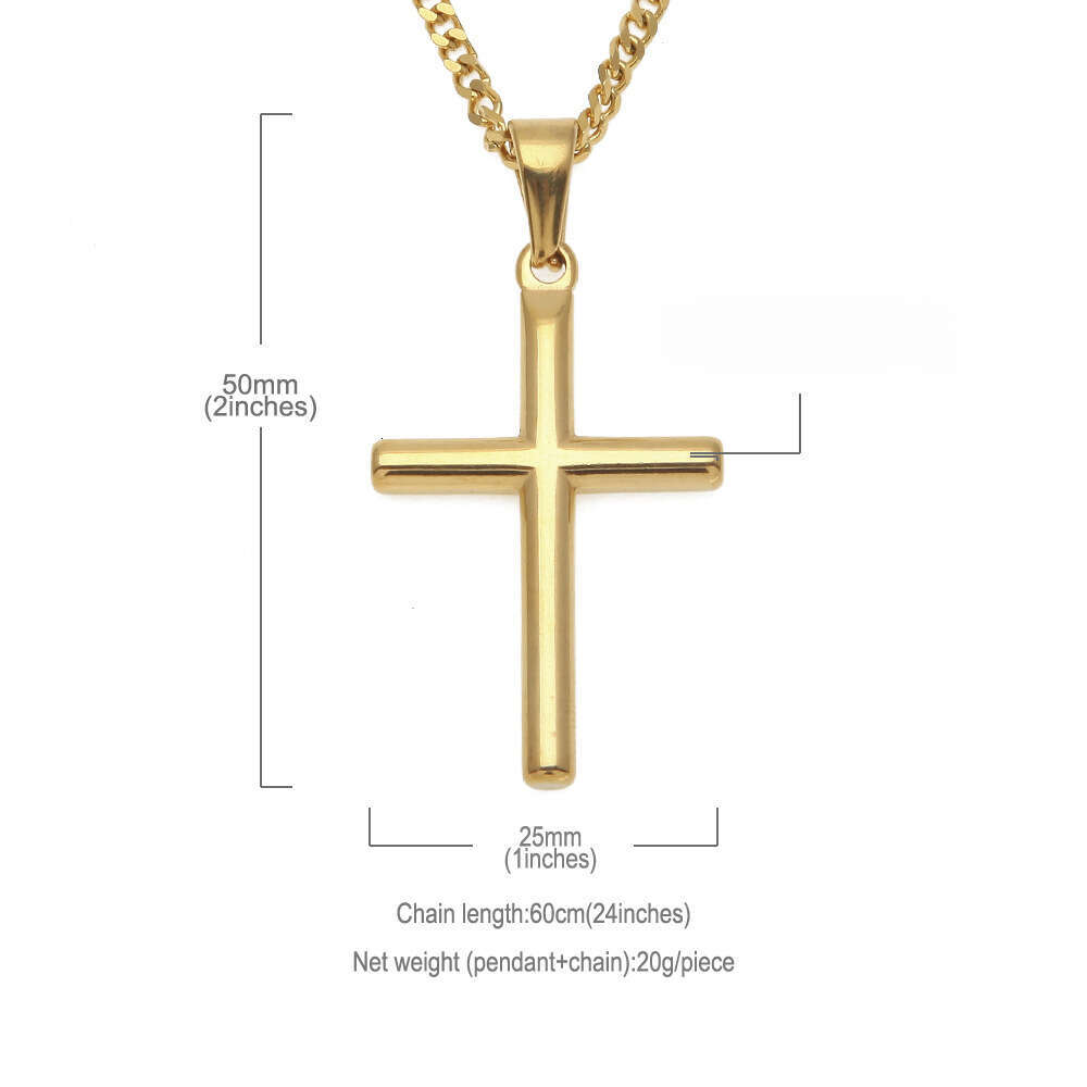 Cross-Border Source European and American Hip-Hop Ice with VVS moissanite Gold-Plated Cross Men's Pure silver Necklace Versatile Sweater Pendant 