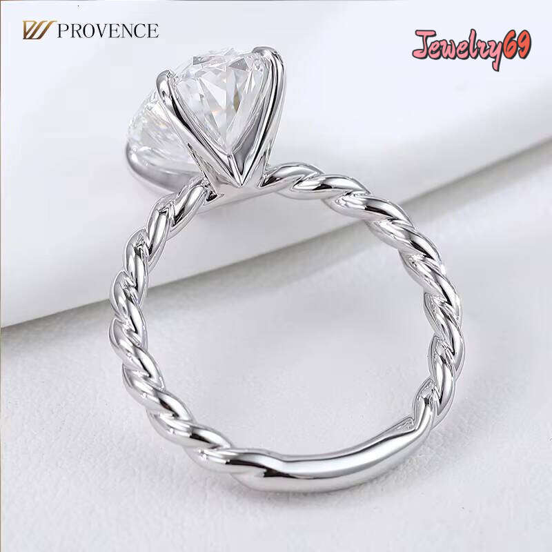 High 3.5Ct Lab Grown Diamond 10K 14K 18K Solid Real Gold Handmade Twisted Fine Jewelry Engagement Rings For Women