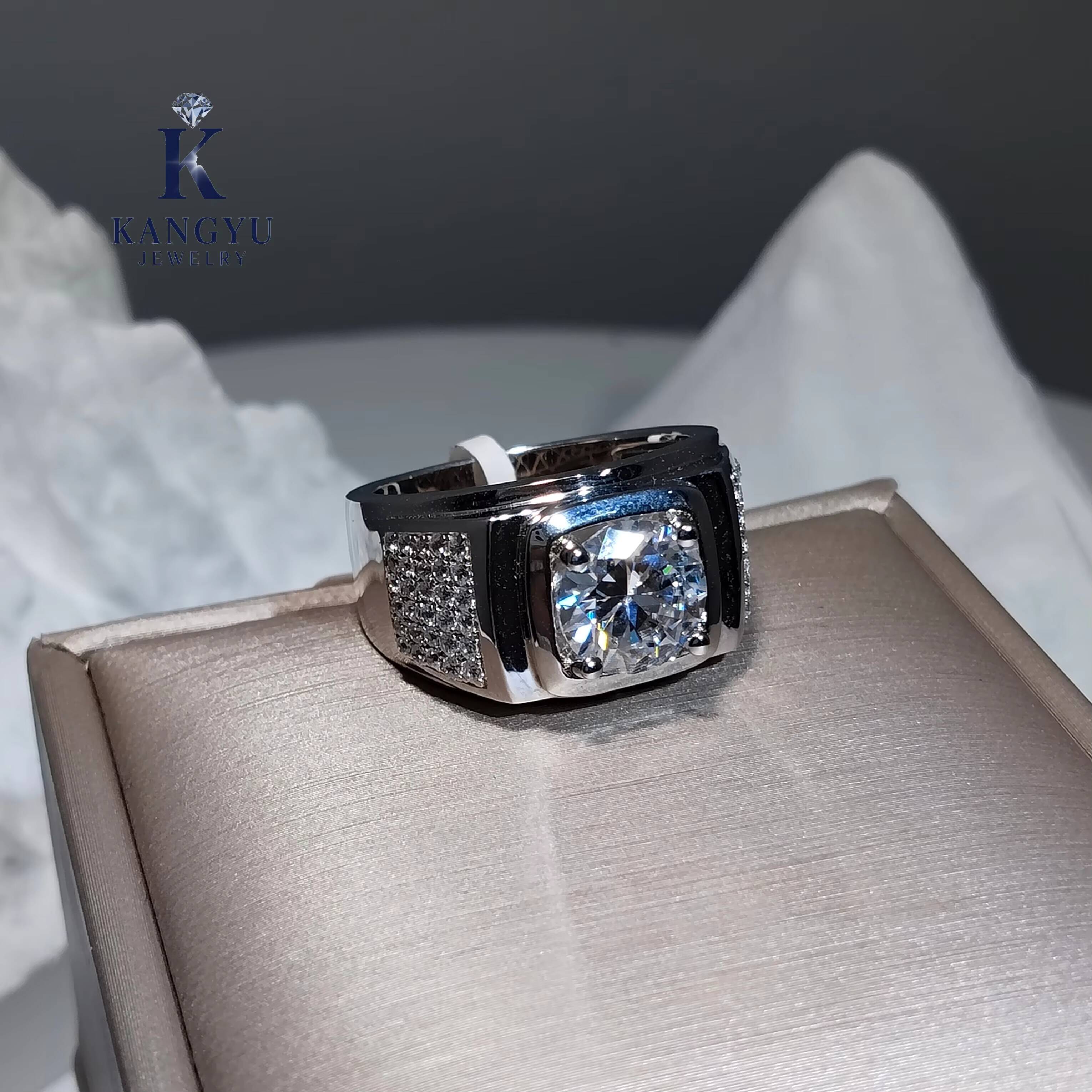 Mens Hip Hop 925 Sterling Silver Moissanite Ring - Iced Out Bling Ring Passes Diamond Tester