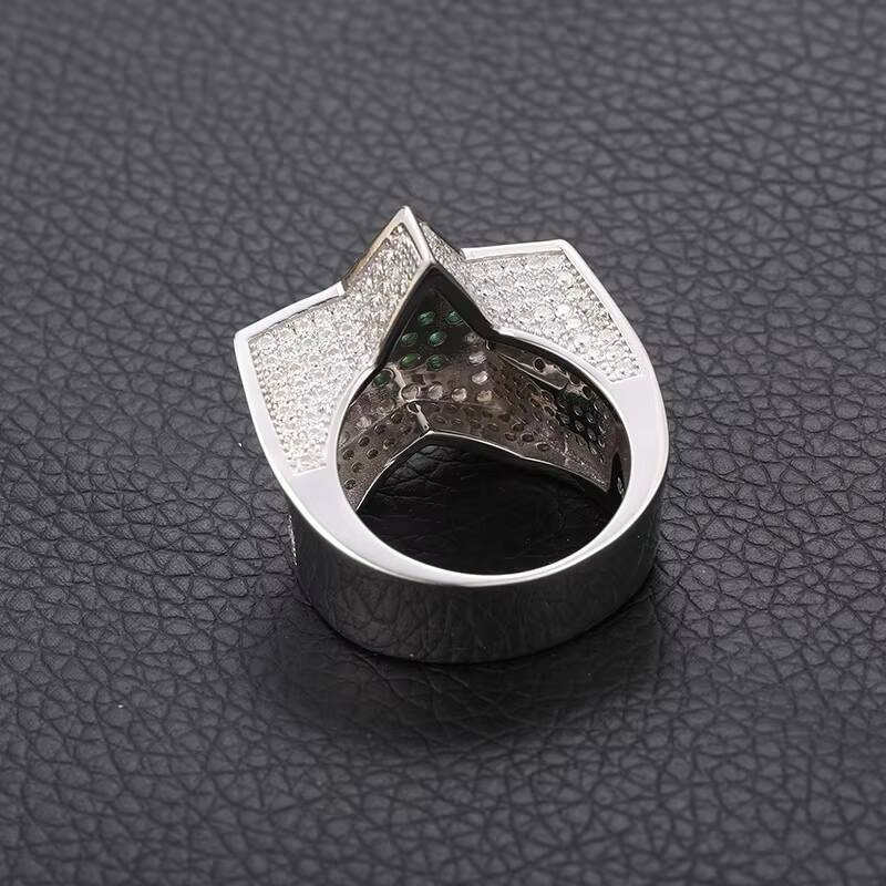 Wholesale S925 Sterling Silver VVS D Color Moissanite Ring Iced Wedding Band in Hip Hop Style for Men