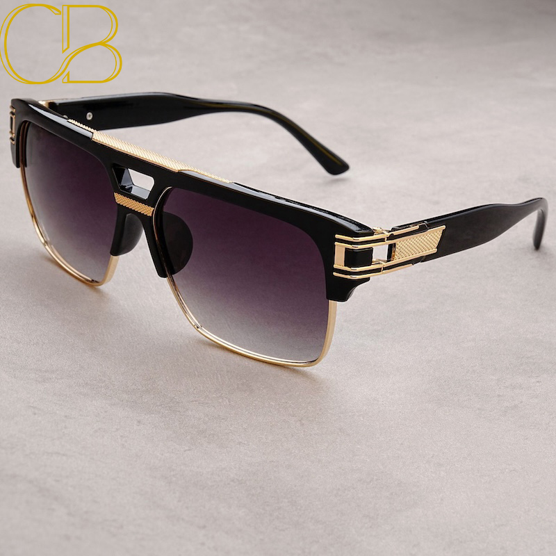 Classic Luxury Men Sunglasses Glamour Brand Sun Glasses For Women Mirrored Retro Vintage Square Designer Shades Steampunk Oversized Beach, CB Fashion 