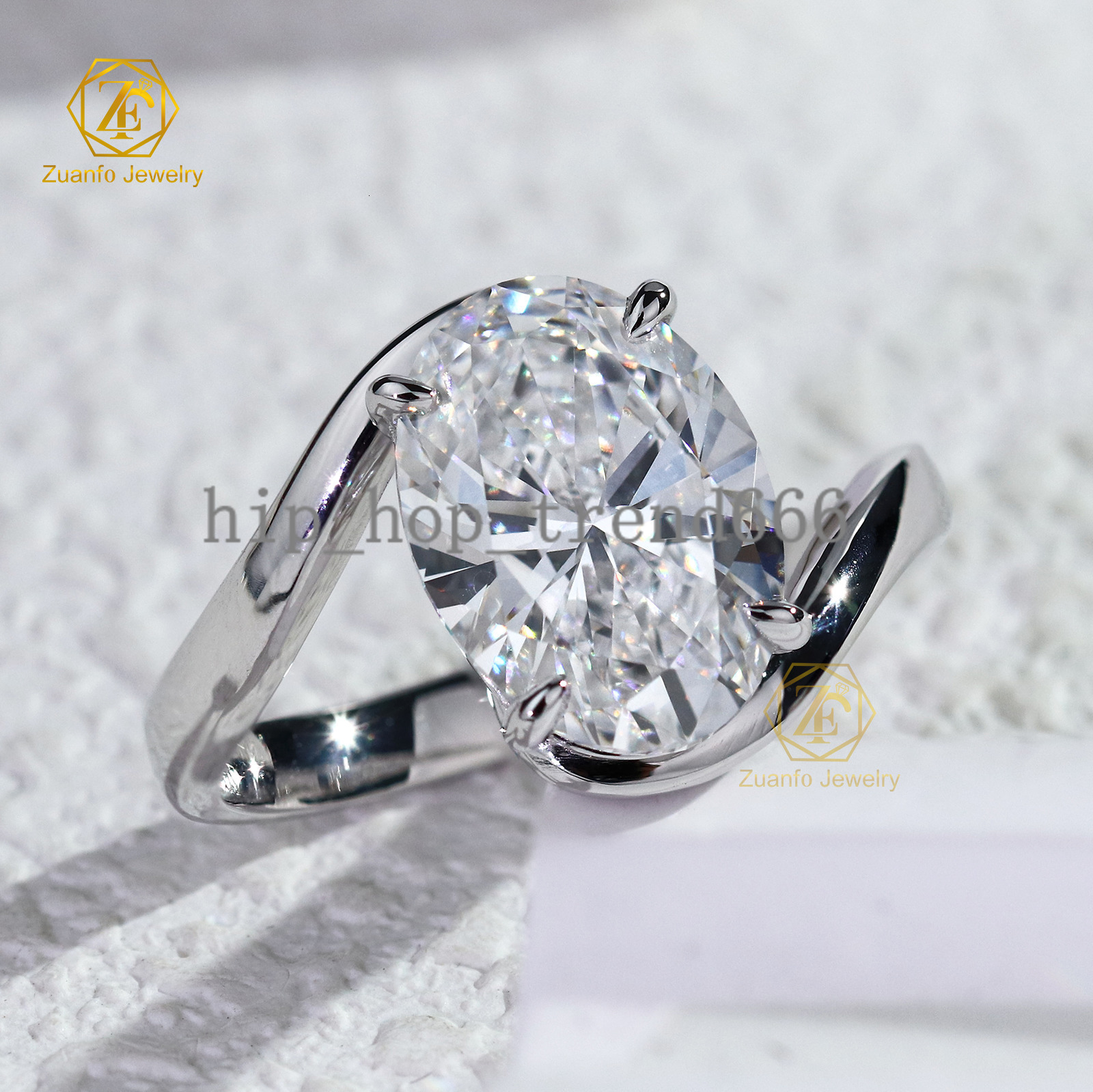 Wholesale Lab Grown Diamond Engagement Wedding Ring Certificate Classic 14K Oval Cut Diamond Ring for Women