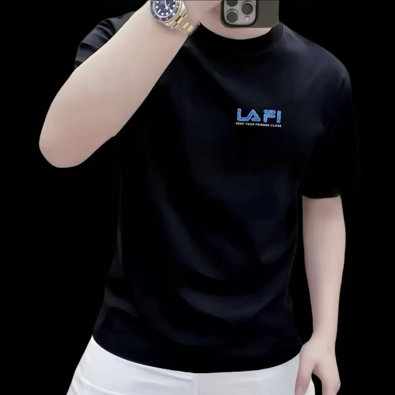 Men's Designer Hoodie Short-sleeve T-shirt Summer Thin Base Shirt Designer T-shirt Printed Trendy Versatile Polo Round-neck Casual Men's Clo