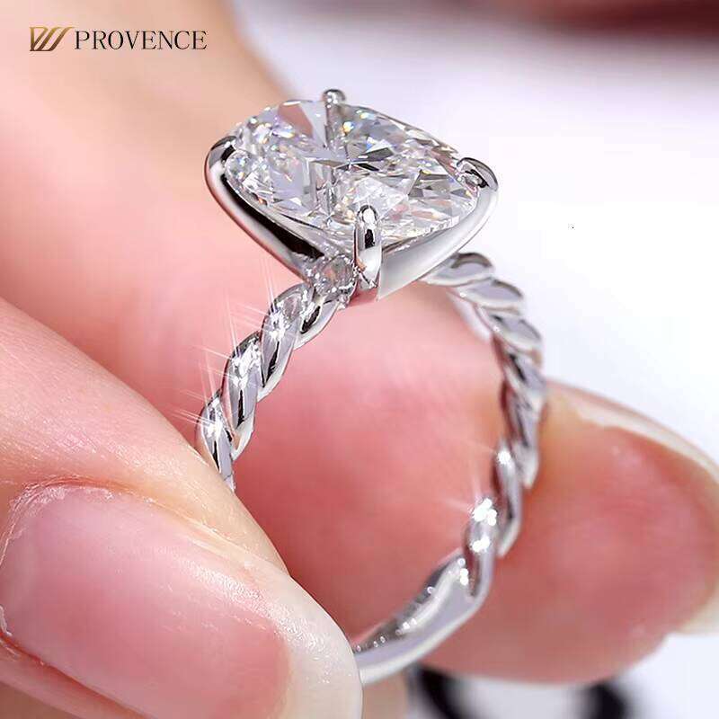 High 3.5Ct Lab Grown Diamond 10K 14K 18K Solid Real Gold Handmade Twisted Fine Jewelry Engagement Rings For Women