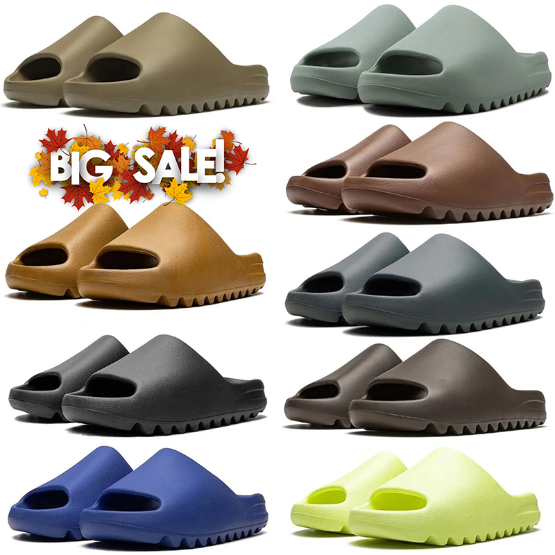 Designer slippers mens slides sandals Bone Onyx Resin Flax Azure Flax Glow green MX rubber comfortable womens outdoor summer beach slipper men slide shoes
