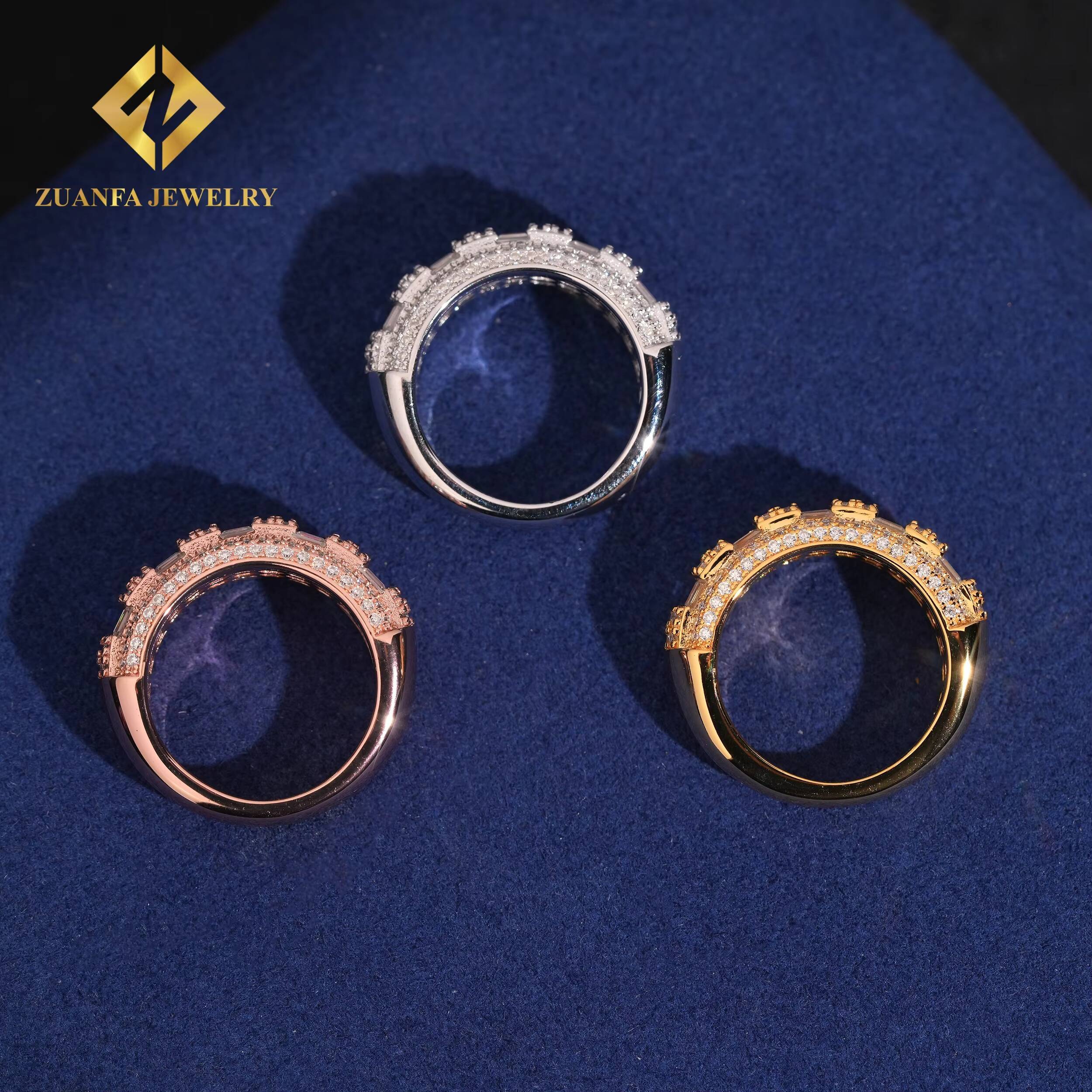 Factory Direct High Quality Iced Out VVS Moissanite Ring Mens 925 Silver Diamond Moissanite Hip Hop Ring