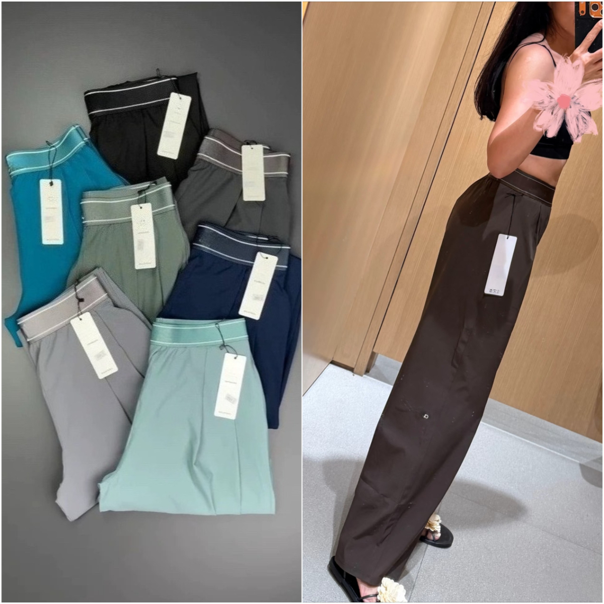 Designer Yoga Pants Wide Straight Leg Pants Olive Sweatpants Full Length High Waist Suit Up Brown Trousers Taupe running pantalon Gym Clothing Leggings Shorts Skirt