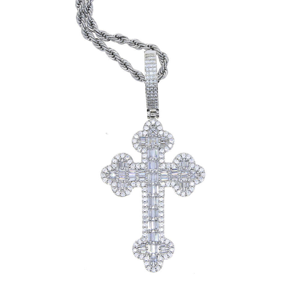 Full Diamond Cloud Cross European and American Hip Hop Ice with VVS moissanite Necklace Trendy Pendant Export