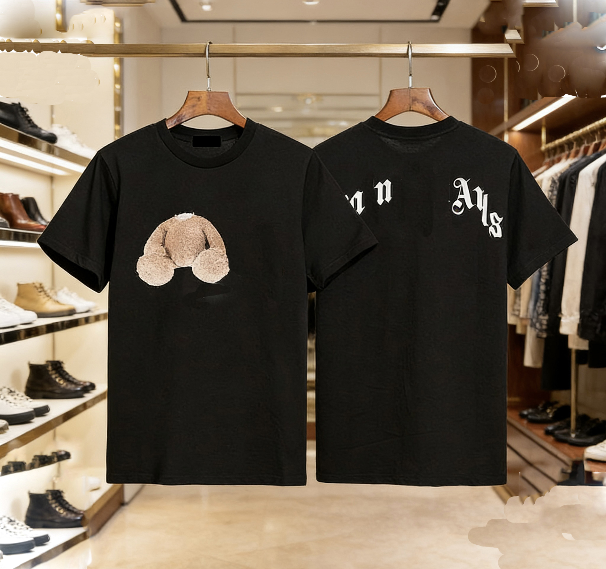 Women's Designer Style Clothing Short Sleeve Cotton Print with Animal Letters Bear Pattern Fashion Lover Casual Men's T-Shirt