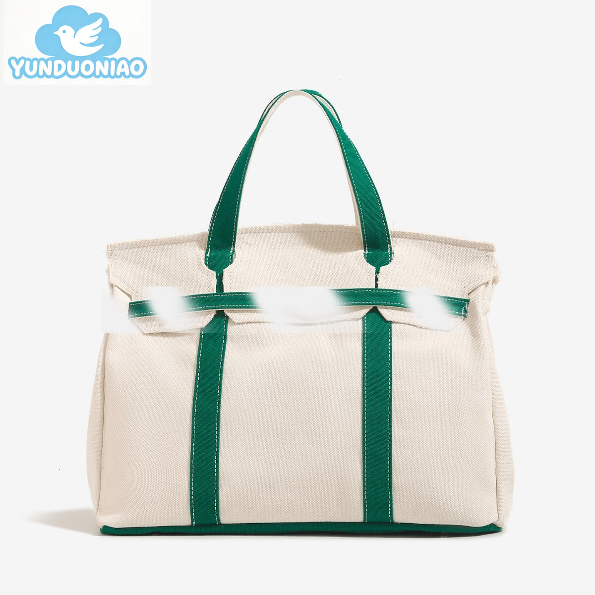 YUNDUONIAO New Women's Canvas Bag Color blocked Handbag Large Capacity Commuter Multi functional Bag Fashion Handbag