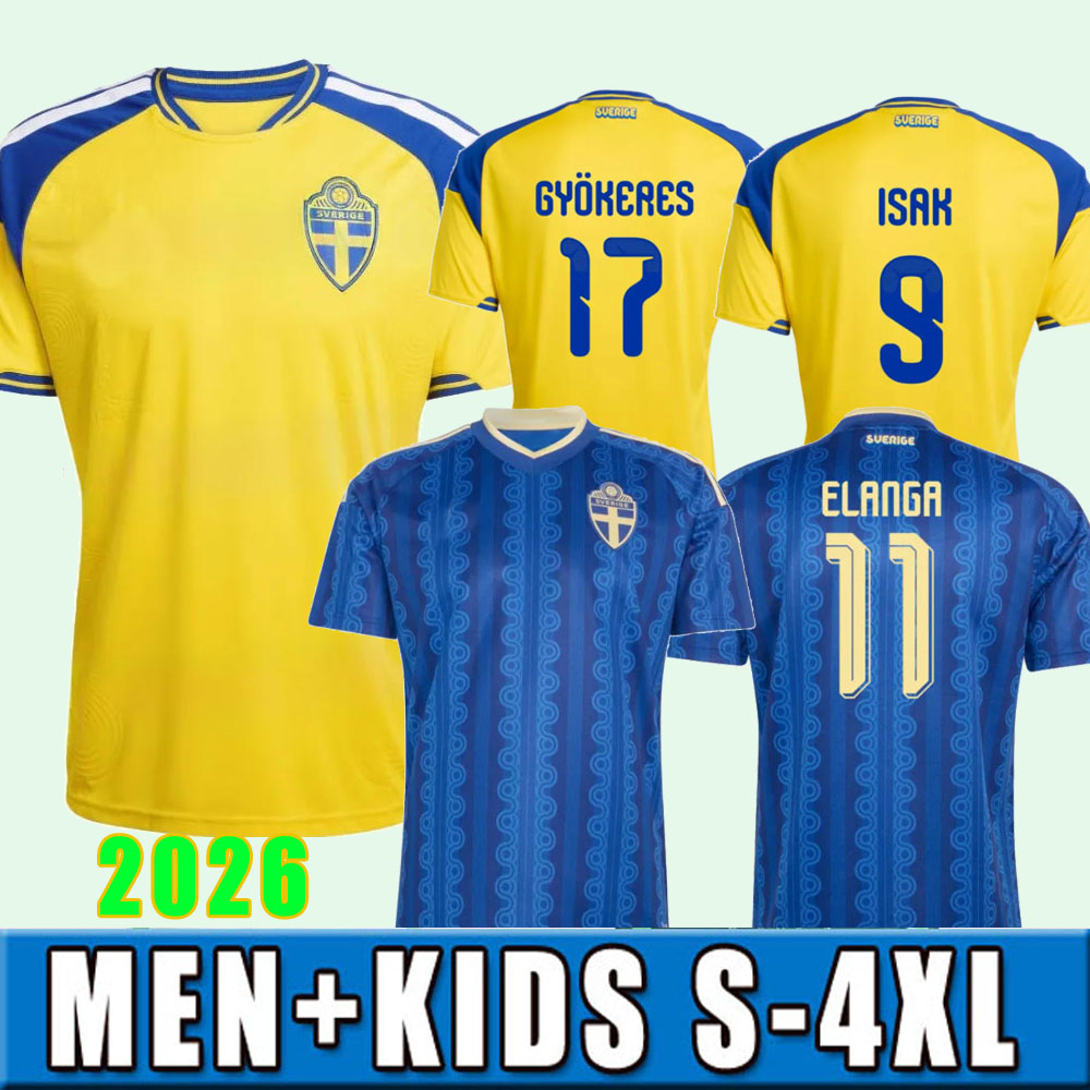 2026 2027 S-4XL Sweden soccer Jerseys 26 27 isak Gyokeres Elanga Bergvall Nygren Larsson uniform home away Football Shirt set