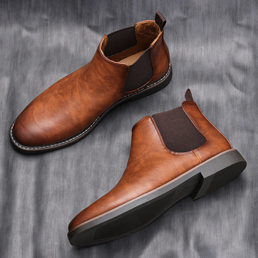2026 Men's Chelsea Boots British Style, Fashion Retro Plus Size Short Ankle Boots for Men, Classic Slip-On Dress Shoes Size 40-46