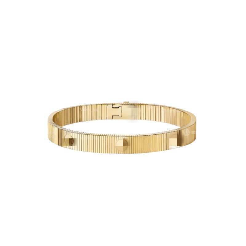 Stripe Rivet Elastic Bangle Bracelet for Women Men 18K Gold Plated Copper Couple Fashion Jewelry Free Shipping