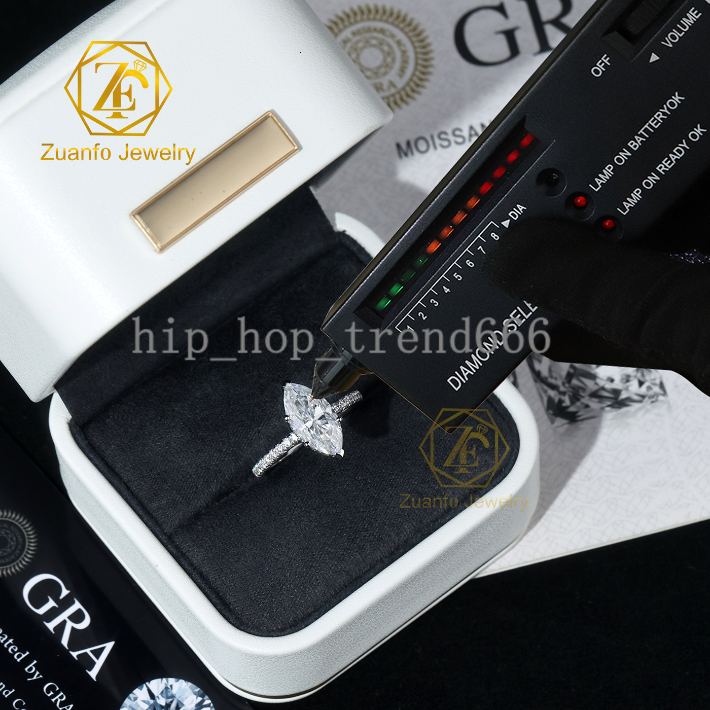 Fine Jewelry 10K 14K 18K White Gold 1ct-5ct Marquise Shape Moissanite Diamond Ring Claw Setting Moissanite Engagement Ring
