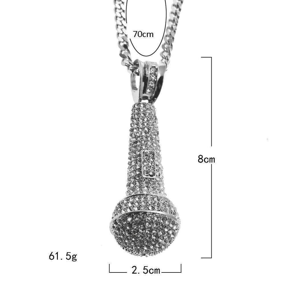 Men's Jewelry High-end Diamond-encrusted Microphone Pendant European and American Niche Hip-hop Ice with VVS moissanite Street Dance Necklace Who